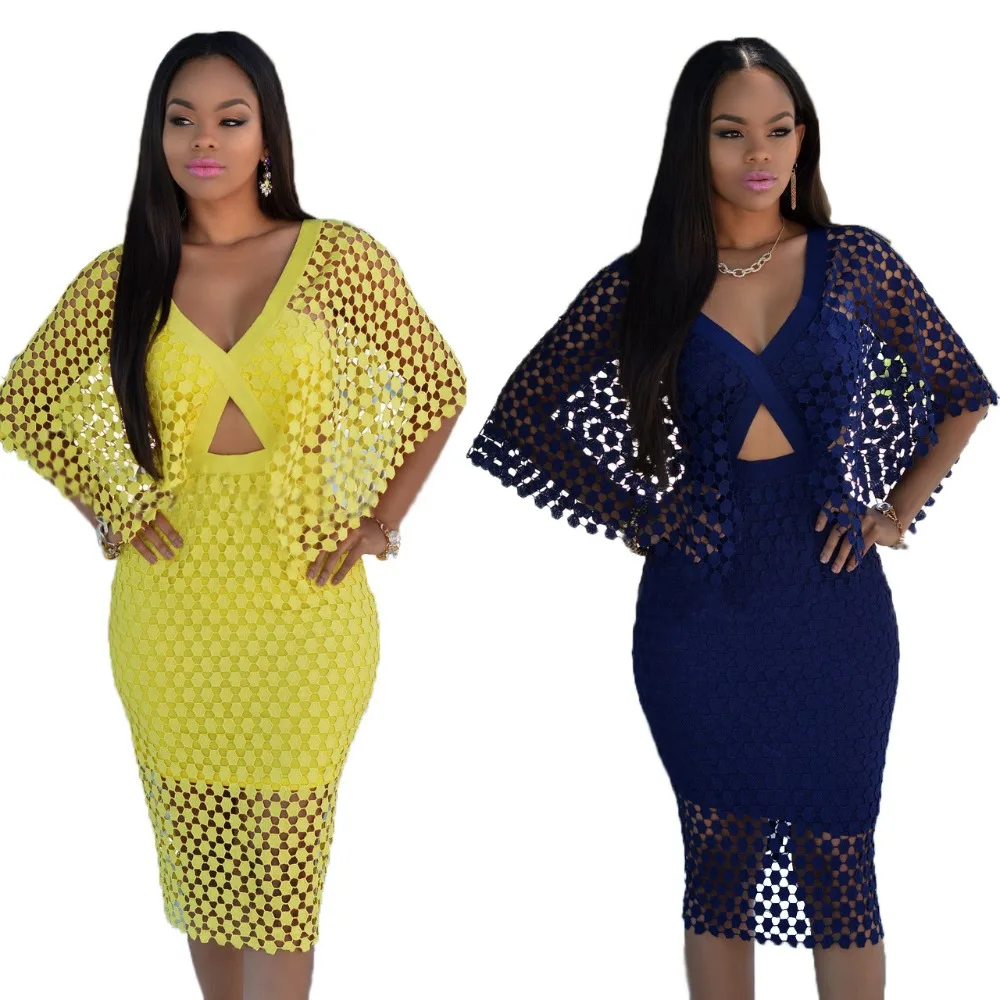 Casual Lace Dress in Yellow
