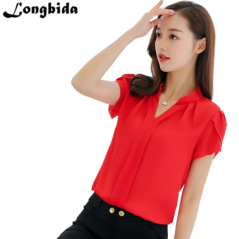 httpsitem2018 Summer Women Formal Office Vogue Short Sleeve Plus Size T shirt Solid Color V Neck