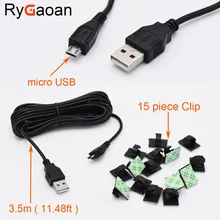 15 шт. Многофункциональный USB Кабель Клей Линии Автомобильный Держатель Клип Застежка с 3.5 м Кабель Micro Usb для Автомобиля DVR Camera/GPS