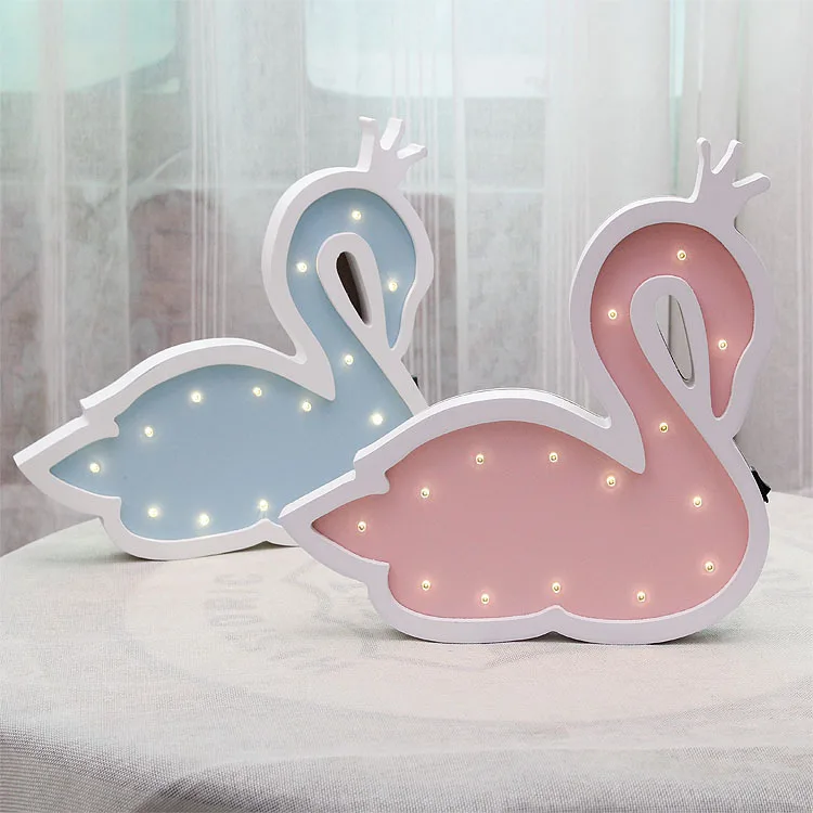 

Swan children's room decoration wall lamp Luminarias De Interior Wall Lights For Home wooden Christmas Lights For Bathroom