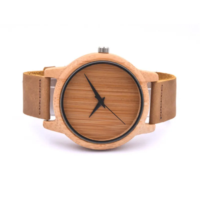 

Creative Leather Bamboo Wooden Watches Women Luxury Brand Nature Quartz Wooden Clock Ladies Gift