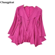 Changpleat новые весенние однотонные Для женщин основы куртки Miyak плиссированные модные тонкие эластичные на одной пуговице женского пальто C980
