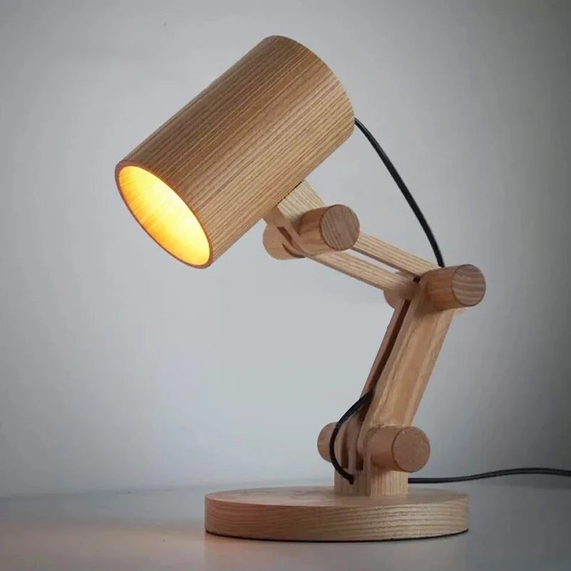 Newest Design Wood Table lamps Desk light Living Room Bedroom Decor 110-240V solid wood table lighting (13)