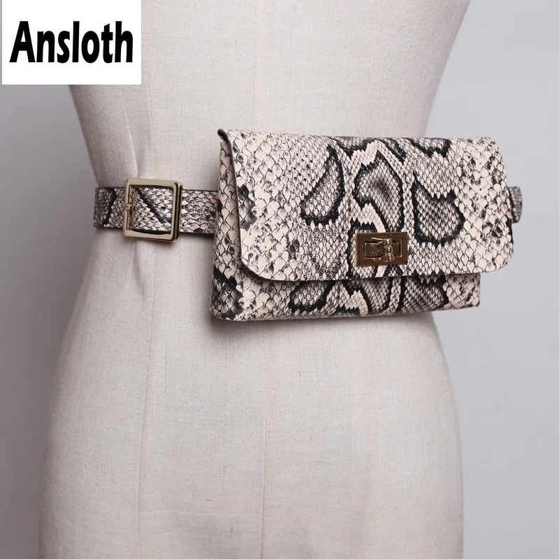 

Ansloth Fanny Pack Fashion Serpentine Waist Bags Women Mini Money Bags Waist Pack Vintage Waist Belt Bags Phone Pocket HPS464