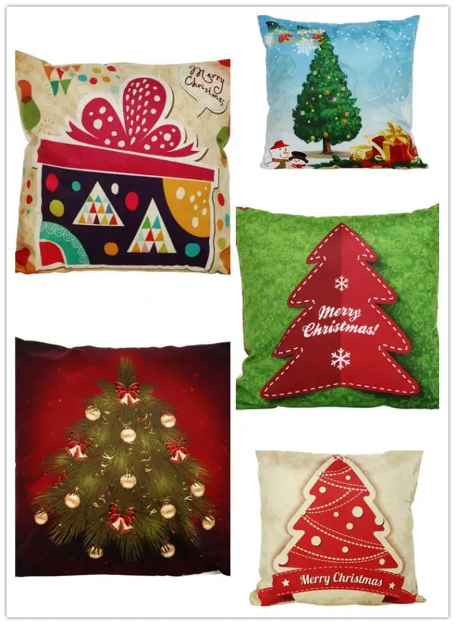 TENSKE 45cm*45cm Christmas Santa Claus Pillow Case Sofa Waist Throw Cushion Cover Home Decorjuly 17