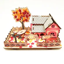 DIY Model toys 3D Wooden Puzzle Autumn is boundless Wooden Kits Educational Puzzle Game Assembling Toys Gift for Kids Adult P12 цена DIY Model toys 3D Wooden Puzzle Autumn is boundless Wooden Kits Educational Puzzle Game Assembling Toys Gift for Kids Adult P12 цены онлайн