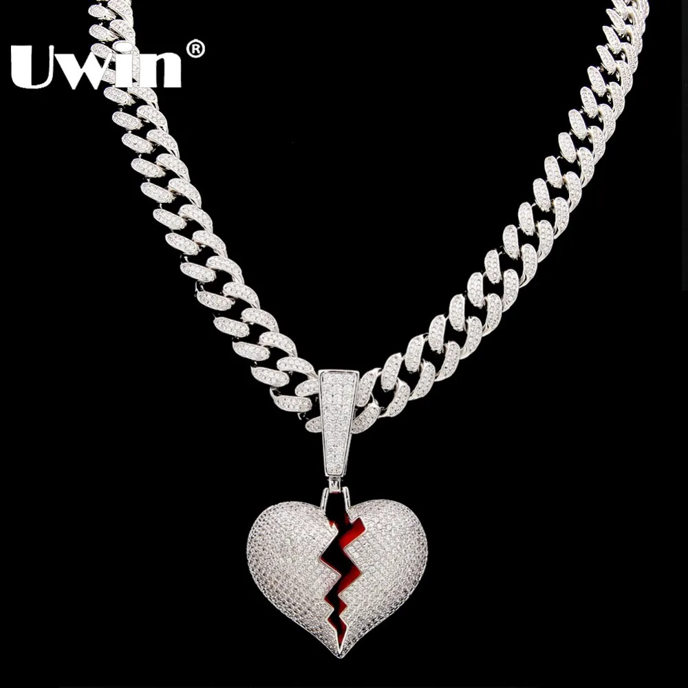 Uwin Broke Heart Pendant Necklace With 