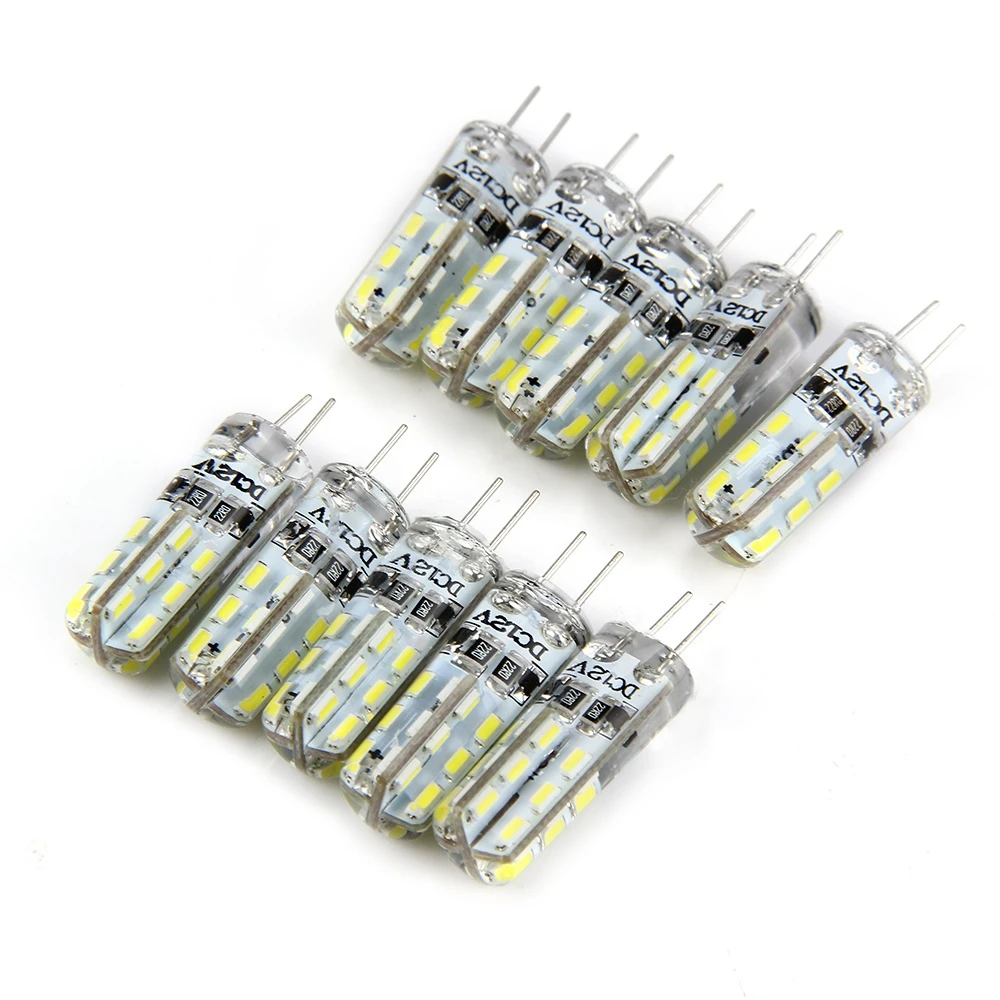 1 Вт 10 шт. G4 цоколь 24leds Лампа DC 12В теплый белый свет 360 градусов угол прожектор SMD 3014