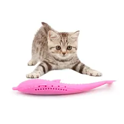 1 шт. кошачья мята Кот Игрушка Силиконовые рыбы Дельфин Форма кошка жевательная игрушка для молярной здоровье зубов чистящие куклы для