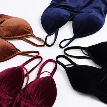 

Summer Sexy Female Crop Tops Velour Women Sleeveless Straps Tank Top Solid Fitness Lady Camis Casual Blue Brown Black Top 2020