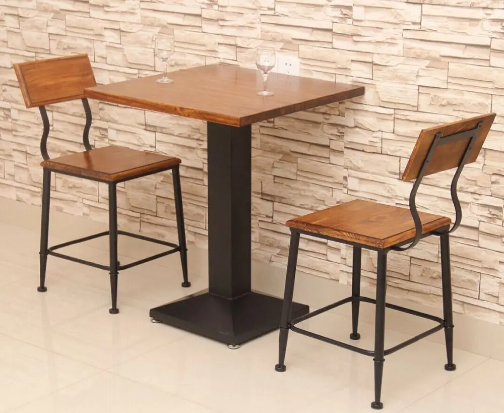 American wood deck Starbucks cafe tables and chairs combination