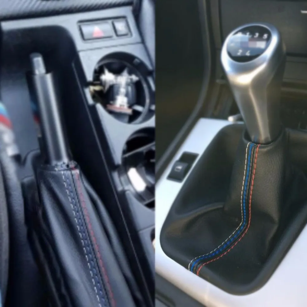 

2 Pcs/Set Car Gear Shift Knob Cover Modification DIY Handbrake Gaiter Shift Boot Leather Cover Boot For BMW 3 Series E36 E46 M3