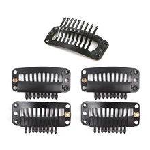 10 шт., черные, 32 мм, простые, 9 зубьев, гребень, металлические зажимы для наращивания волос, заколки для волос, заколки для наращивания волос, парики