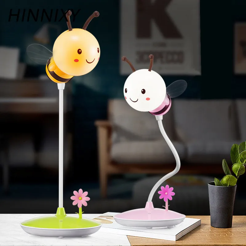 Hinnixy Bumble Bee ночной Светильник USB перезаряжаемая 3D настольная лампа животное розовый зеленый Детский Светильник для спальни подарок на день рождения