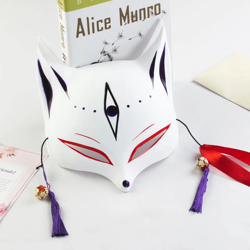 Маска лисы, японские маски для косплея, Вечерние Маски на половину лица из ПВХ, маски лисы, маскарадный карнавальный костюм, маска лисы, кошки, Рейв, костюм - Цвет: H