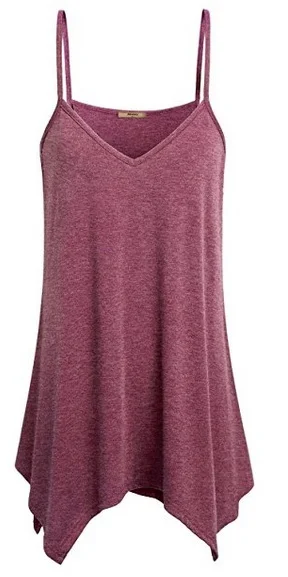 

Style Womens Handkerchief Hem Flowy Top Casual Summer Spaghetti Strap Camisoles Tank
