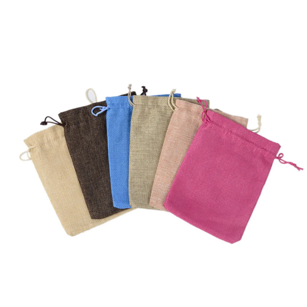 1Pcs Shopping Bag Colorful Imitation linen Storage Package Bags Drawstring Bag Travel Women Cloth Bag Gift Pouch