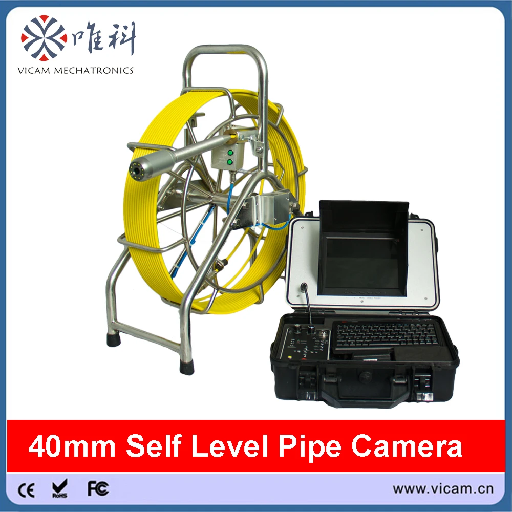 

Vicam 40mm self level camera head 60m push rod cable waterproof video surveillance camera 512hz sonde drain cameras V8-3388T