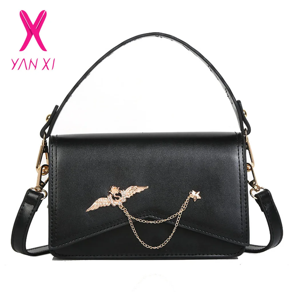 

Free Shipping, 2019 New Fashion Handbags, Gold Chain Messenger Bag, Trend Solid Color Flap, Simple Korean Version Women Bag.