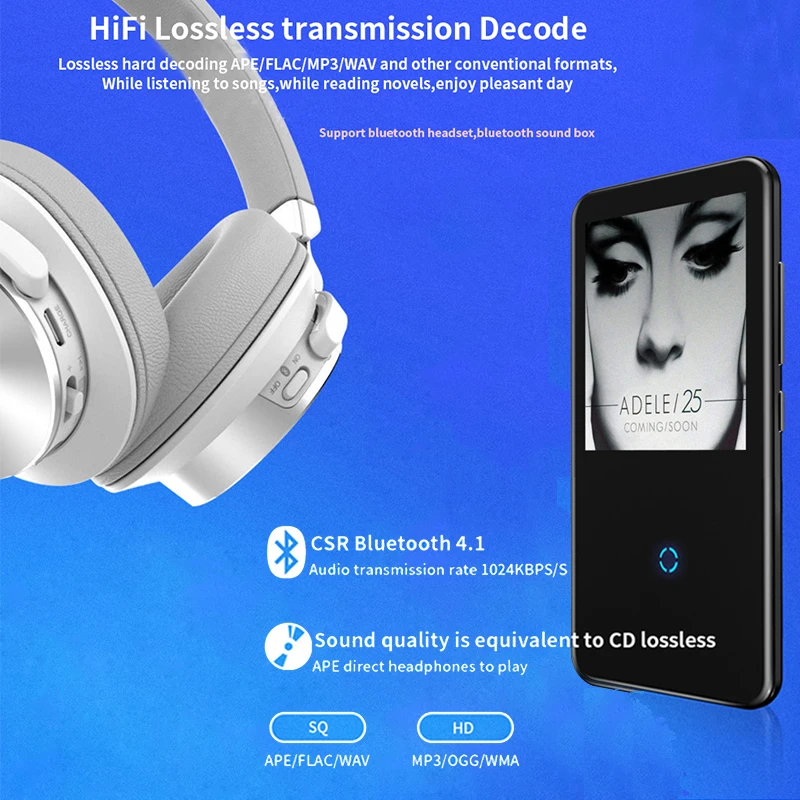 Mahdi M600 MP3 плеер Bluetooth HiFi 2,4 дюймов сенсорный экран видео плеер беспроводной портативный спортивный MP3 8 Гб Встроенный динамик fm-радио