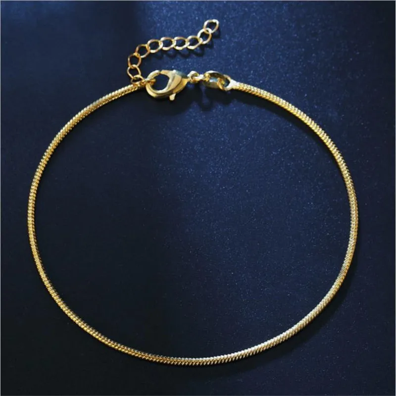 Lukeni Мода 925 Серебро anklets Для женщин ювелирные изделия Шарм Золотая цепь "Змейка" браслеты для девочек аксессуары женский подарок