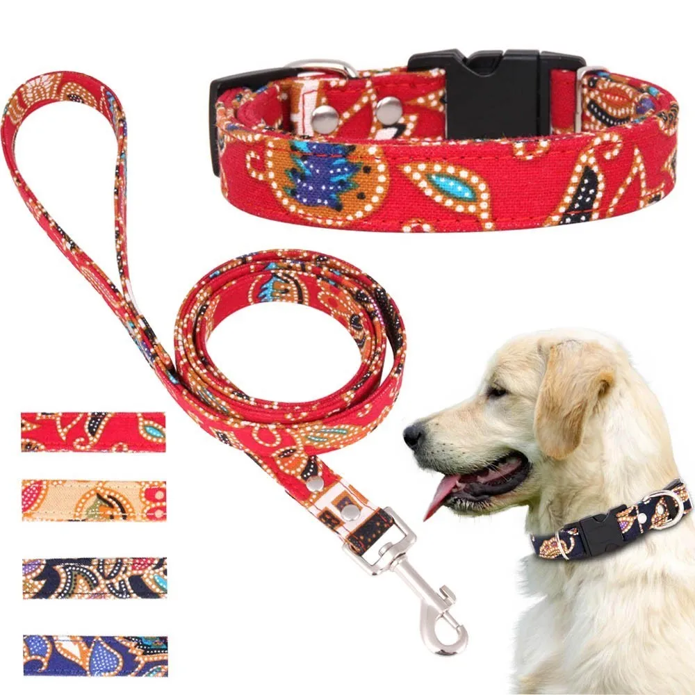 

4 Colors Padded Adjustable Dog Collar Leashes For Small Medium Large Dog Puppy Collar Walking Running Leads S-XL Dropshipping