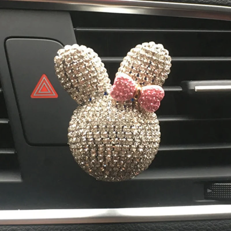 WT Автомобильная Парфюмерия автомобиль-Стайлинг горный хрусталь забавная форма кролика алмазный бант духи автомобильный освежитель воздуха - Название цвета: WT