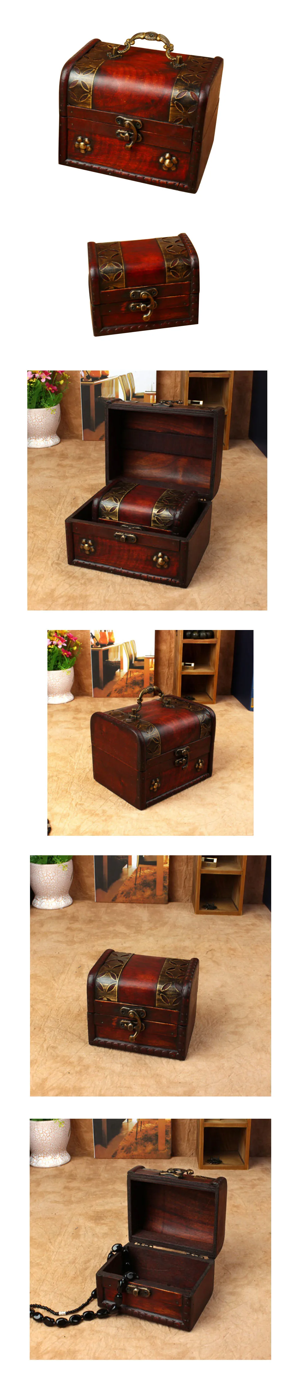 Европейский стиль Винтаж деревянных коробок для украшений для Secret собранные предметы кулон Цепочки и ожерелья серьги кольцо подарочная коробка Портативный 2 шт./компл