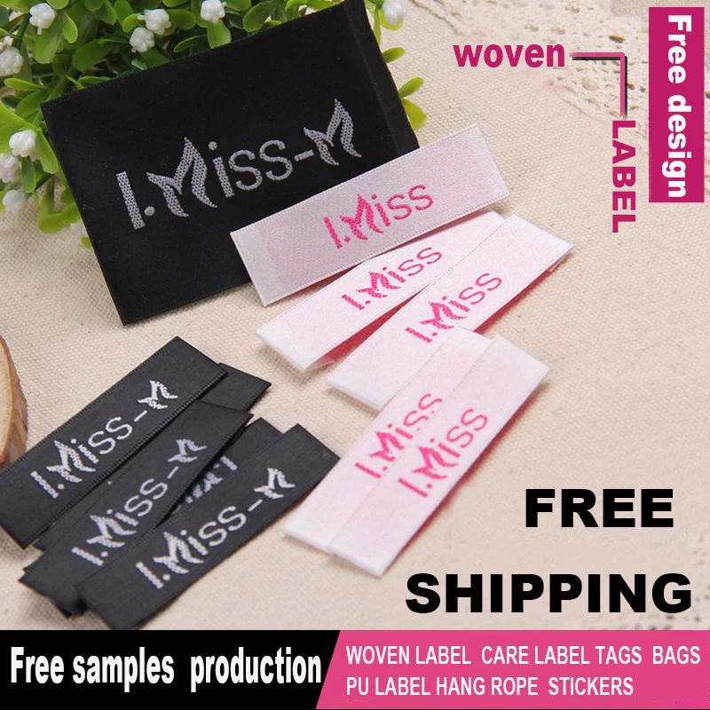 

Free Shipping $39.99/1000pcs Customized Clothing/Shoes/Shirt/Bags/Garment Own Label Custom Woven Labels Embroidered Tags