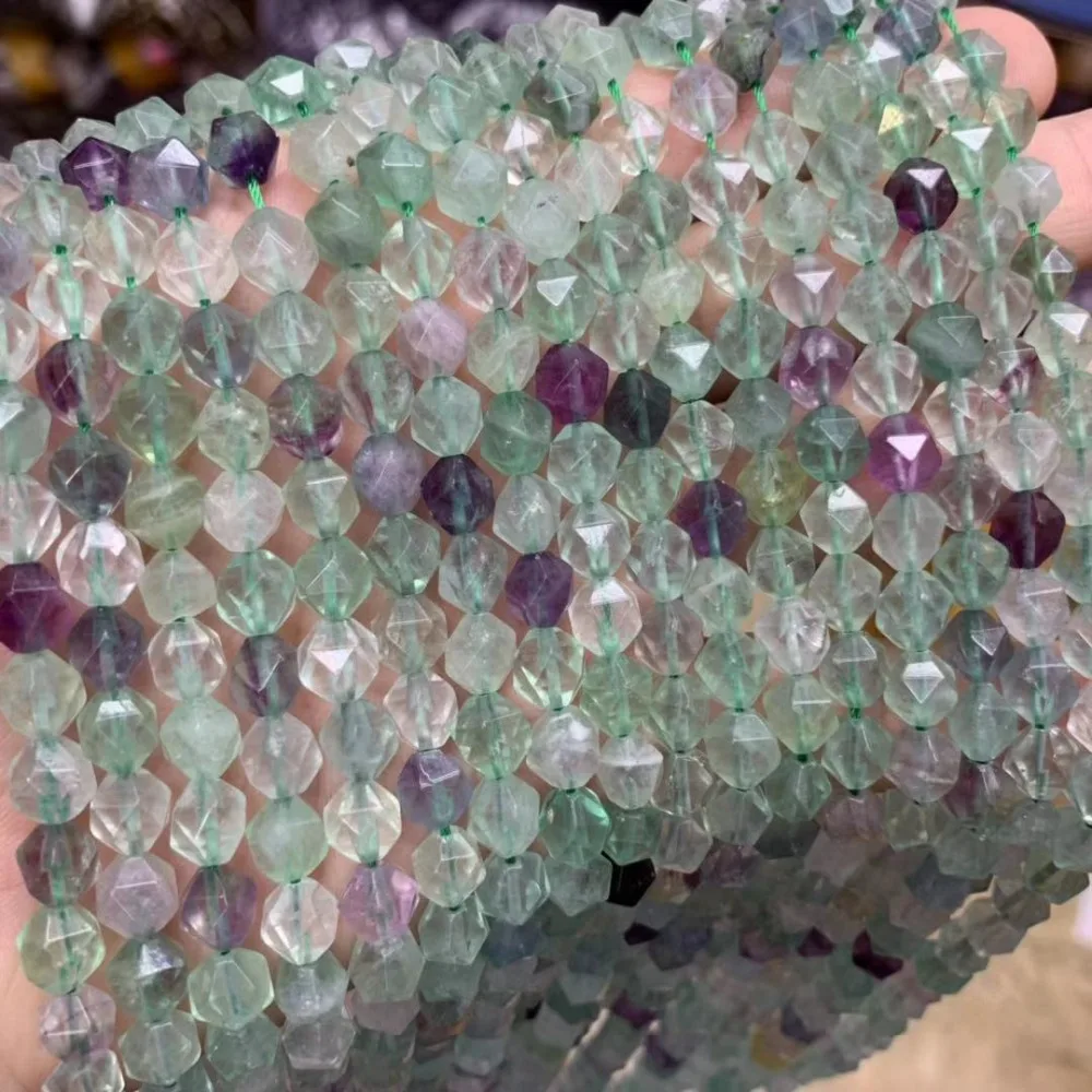 Граненые бусины из натурального флюорита 8 мм незакрепленные DIY для изготовления