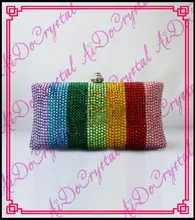 Aidocrystal Regenbogen Streifen Clutch Bag Handgemachte Kristall abendtaschen