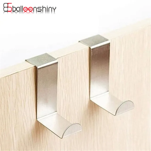 Cheap 2PCS/Lot Stainless Steel Hooks Kitchen Cabinet Draw Cabinet Towel Clothes Pothook Clothes Hanger Holder Organizer