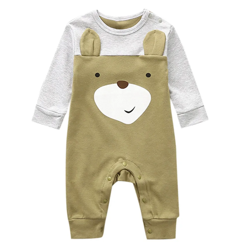Одежда для малышей; хлопковый комбинезон с рисунками животных для новорожденных мальчиков и девочек; комбинезон; bebek giyim6.279gg - Цвет: Brown 90