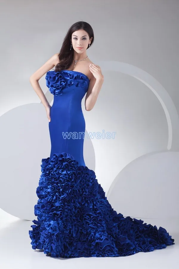 

free shipping ball 2013 elegant royal blue dress vestidos dress plus size pageant dresses celebrity clubwear mermaid prom dress