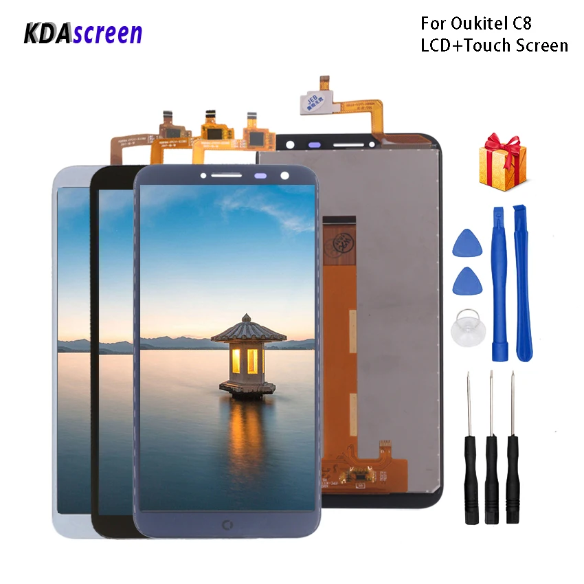 

For Oukitel C8 LCD Display Touch Screen Digitizer Replacement For Oukitel C8 Display Screen LCD Phone Parts Free Tools