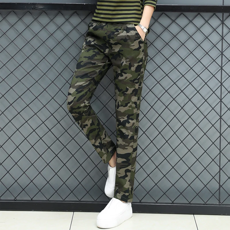 

trousers women Casual pencil Pants Plus Size Jogger Pants Military Camouflage Women Slim Fit Female Cotton Elegant Capris S8855
