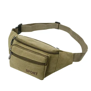 

High Quality Cell Phone Pocket Zipper Square Fashion Canvas Unisex Solid Color Casual Sports Pockets Shoulder Bag Waist Packs