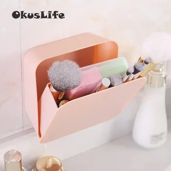 

Wall Mounted For Lady Make Up Tools Storage Boxes Kitchen Bathroom Collection Box Self-stick Waterproof European Home Decoration
