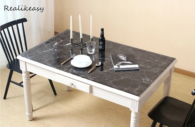 

Fashion Nordic Waterproof Pure Color Black PVC Tablecloths Home Decor Rectangular Table Cloth For Hotel Decor Table Cover LFB127