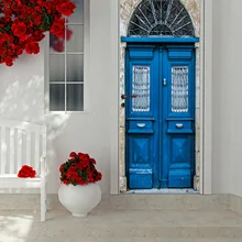 Vintage Wood Door 2pcs/set Creative Door Stickers Bedroom Home Decoration Poster PVC Waterproof Decal