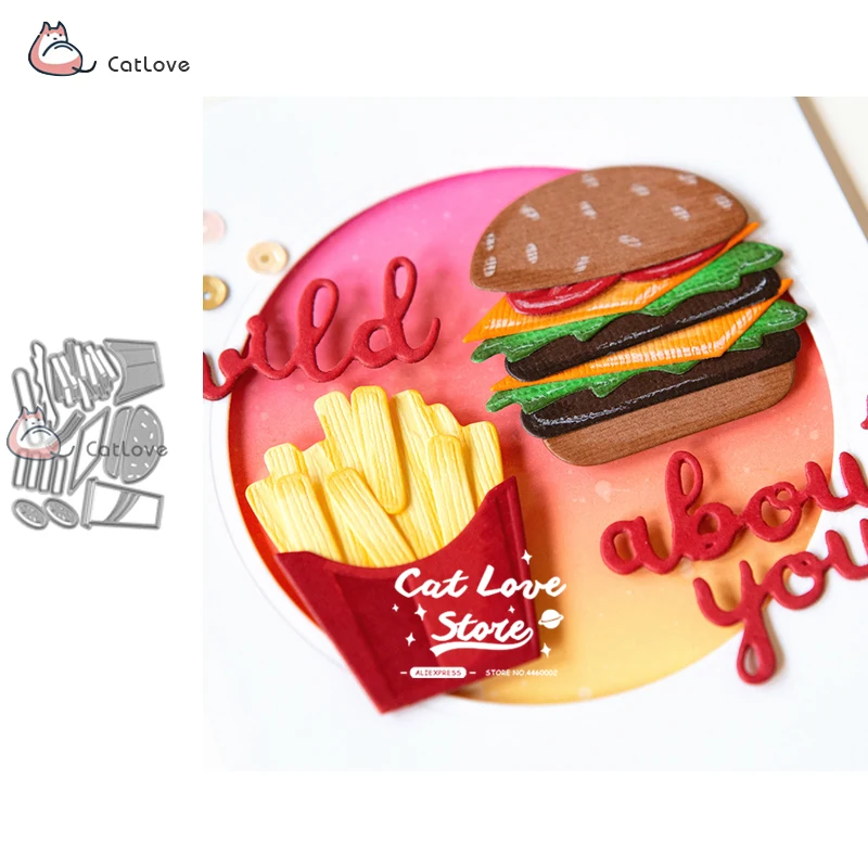 

Hamburger Fries Cola Metal Cutting Dies Stencil For DIY Scrapbooking Paper Card Decorative Craft Die Embossing Die Cuts New 2019
