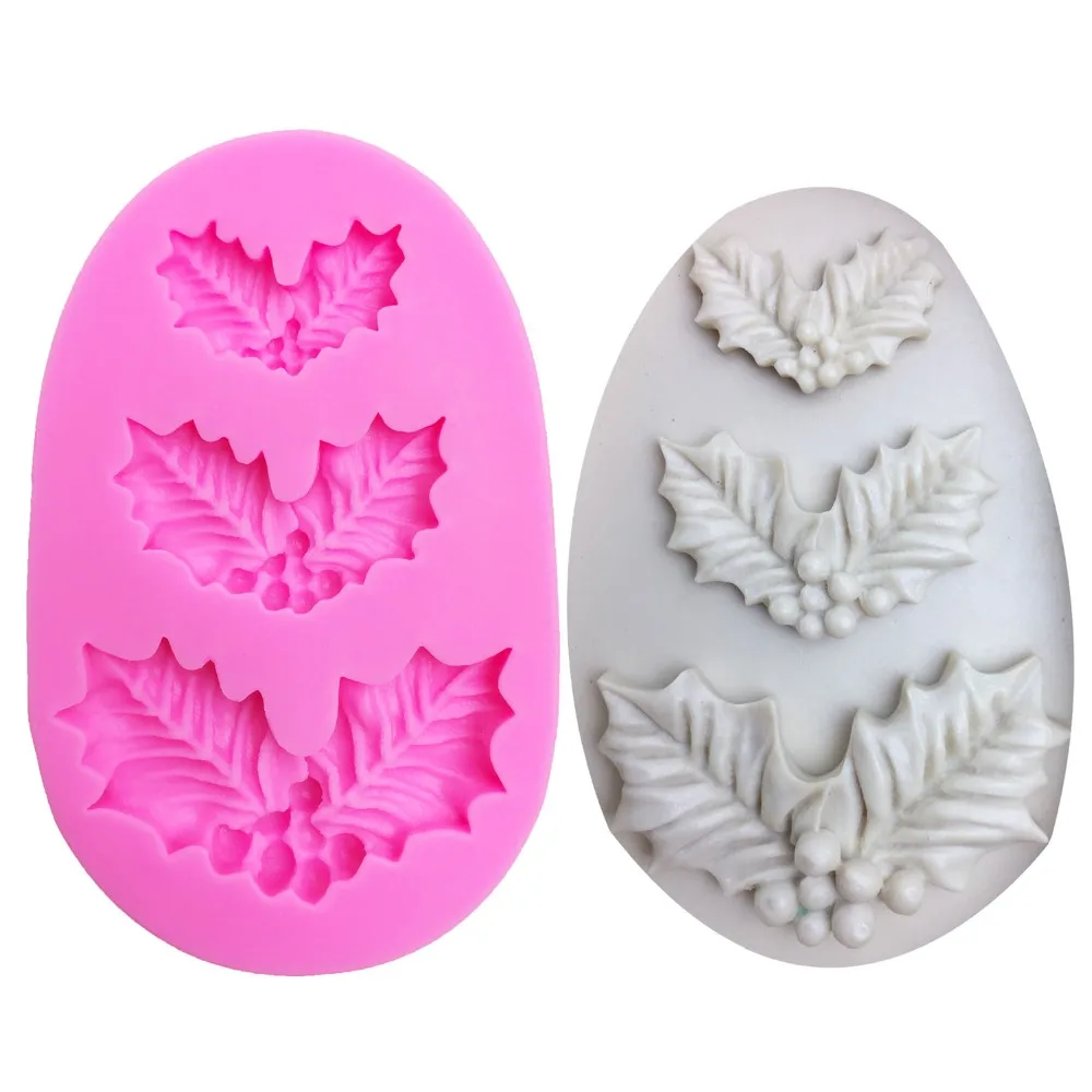 3D Рождество листья формы силиконовая форма для мыла приготовления шоколада украшение конфет, тортов инструменты ручной работы силикагель мыло формы