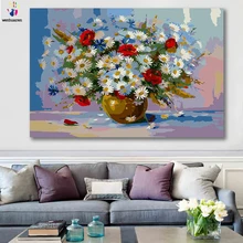 Сделай Сам картинки для раскраски по номерам с цветами большая ромашка картина маслом картина Рисование по номерам в рамке дома