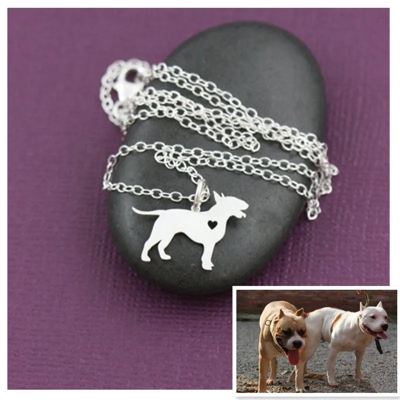 

Top Fashion Natural Colar Bull Terrier Necklace Pendant Sterling Dog Breed Custom Personalized