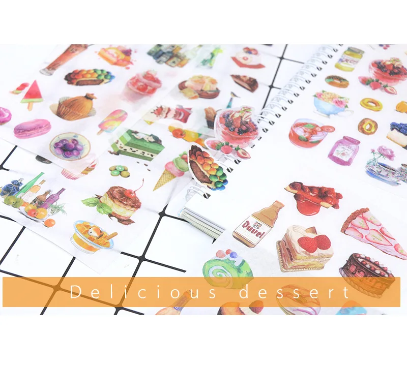 6 листов/упаковка Kawaii наклейки с десертом милые канцелярские наклейки милые бумажные наклейки для детей DIY дневник в стиле Скрапбукинг фото Ablums