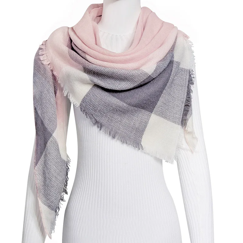 WISHCLUB зимний женский Шарф Треугольные простые удобные кашемировые длинные шарфы шаль осенний зимний шарф женский шарф - Цвет: C16