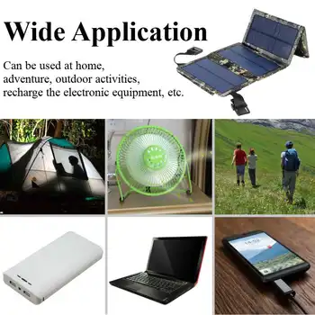 Portable 20W Solar Panel Folding Solar Cell Foldable Waterproof USB Port Charger Mobile Power Bank for Phone Battery Outdoor 6
