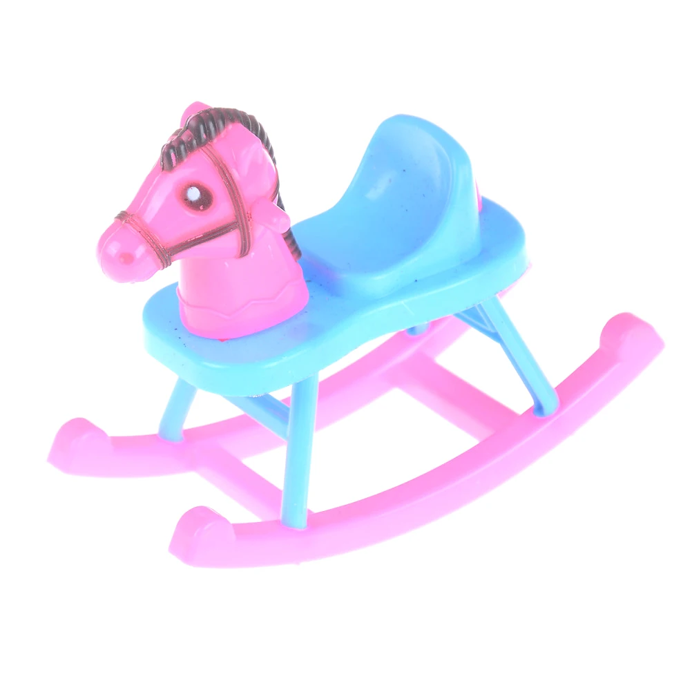 blue plastic rocking horse