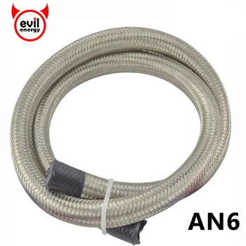 

evil energy 1M AN6 Universal Car Turbo Oil Cooler Hose Line Stainless Steel Hose End Fuel Oil Hose Double Braided Fuel Line