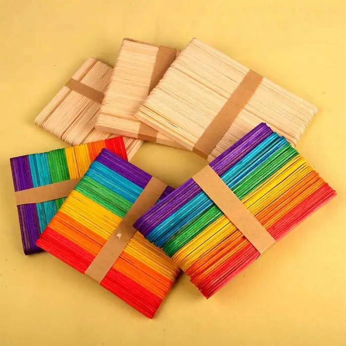 50 шт. Детские DIY цветные деревянные палочки для мороженого основной цвет инструменты для эскимо TB